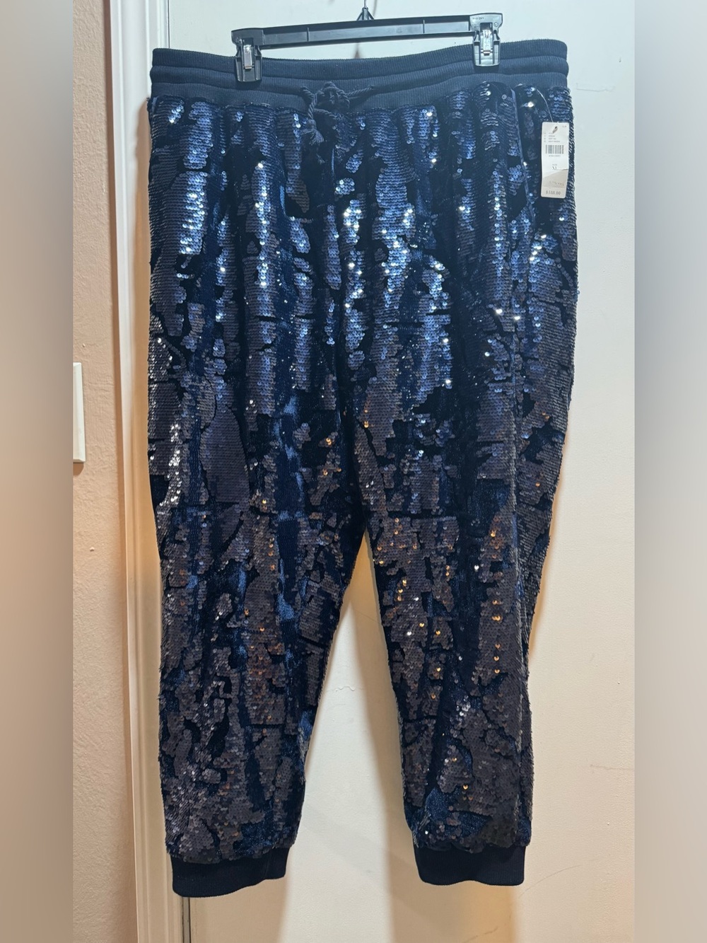 NWT Anthropologie ett:twa Sequin Jogger Pants in Size XL